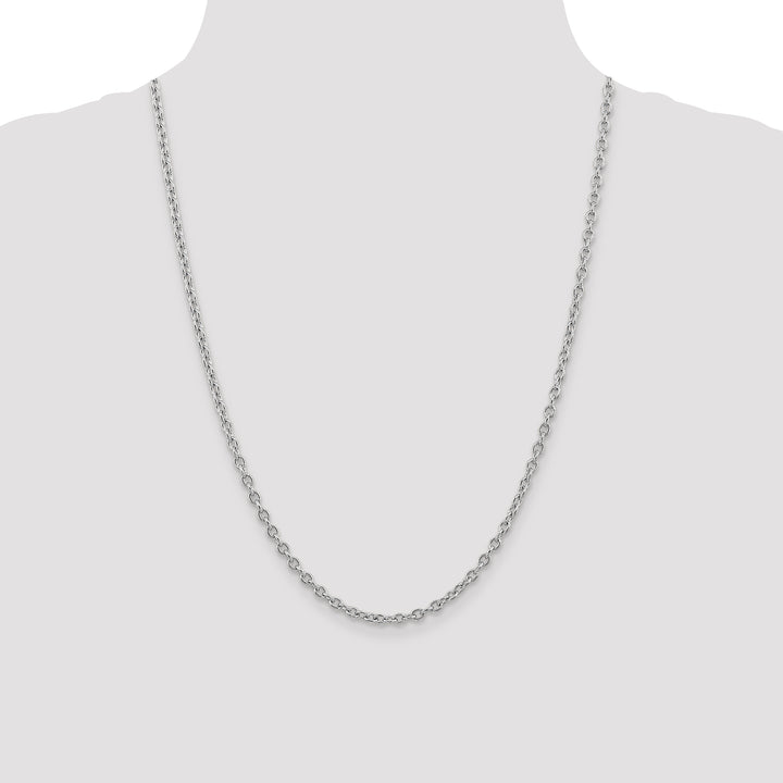 14k White Gold 3.2mm Round Open Link Cable Chain