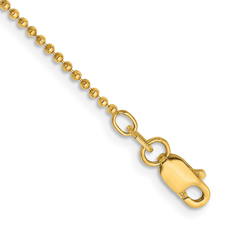 14k 1.2mm D/C Beaded Chain Anklet