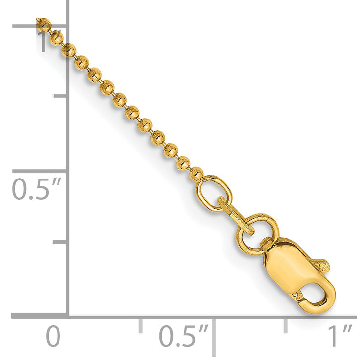 14k 1.2mm D/C Beaded Chain Anklet