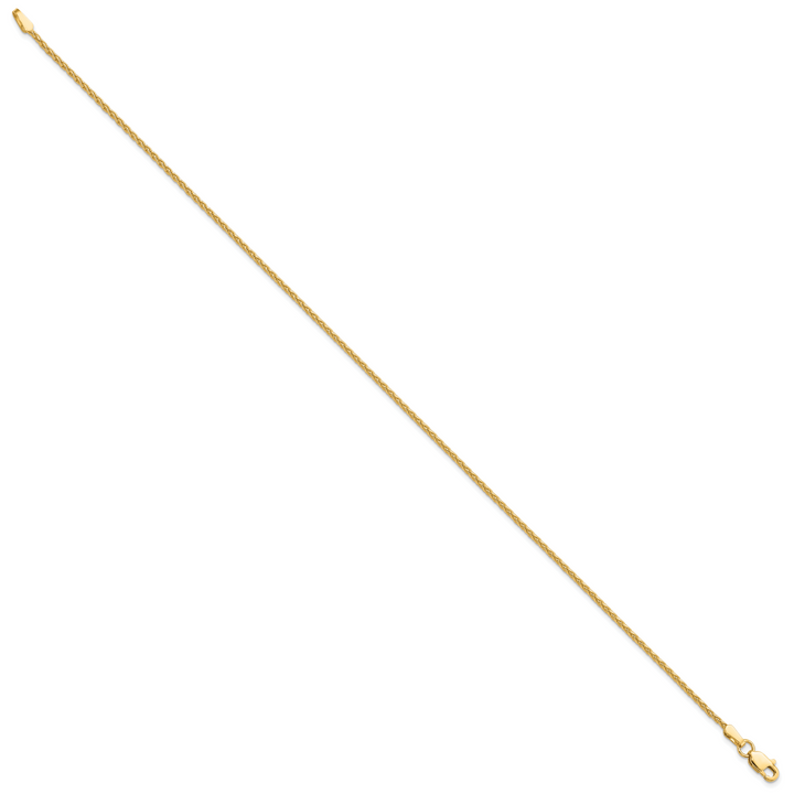 14k 1.5mm Parisian Wheat Chain Anklet