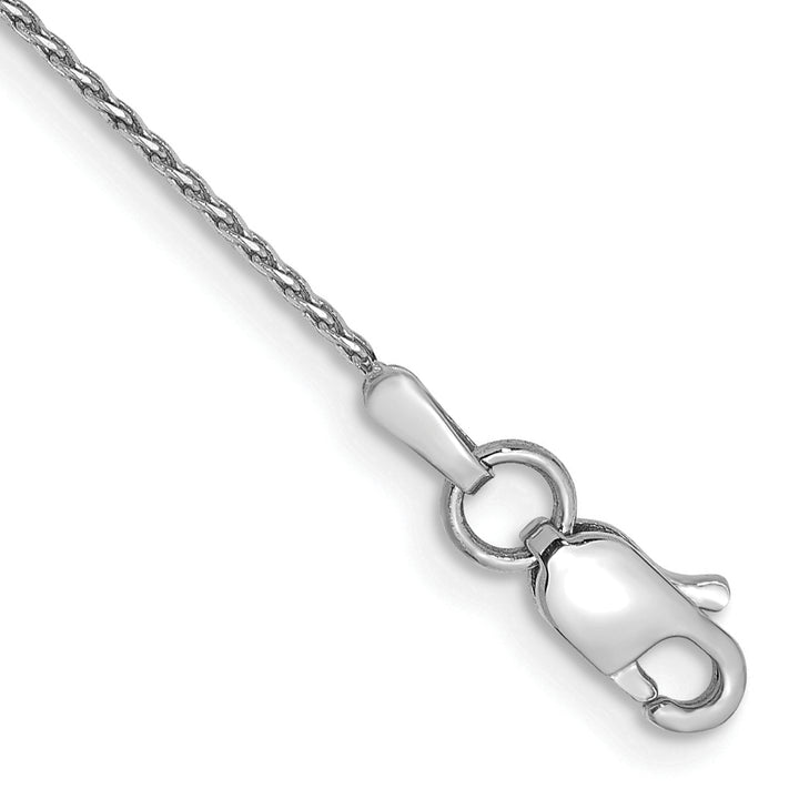 14k White Gold .8mm D/C Parisian Wheat Chain Anklet