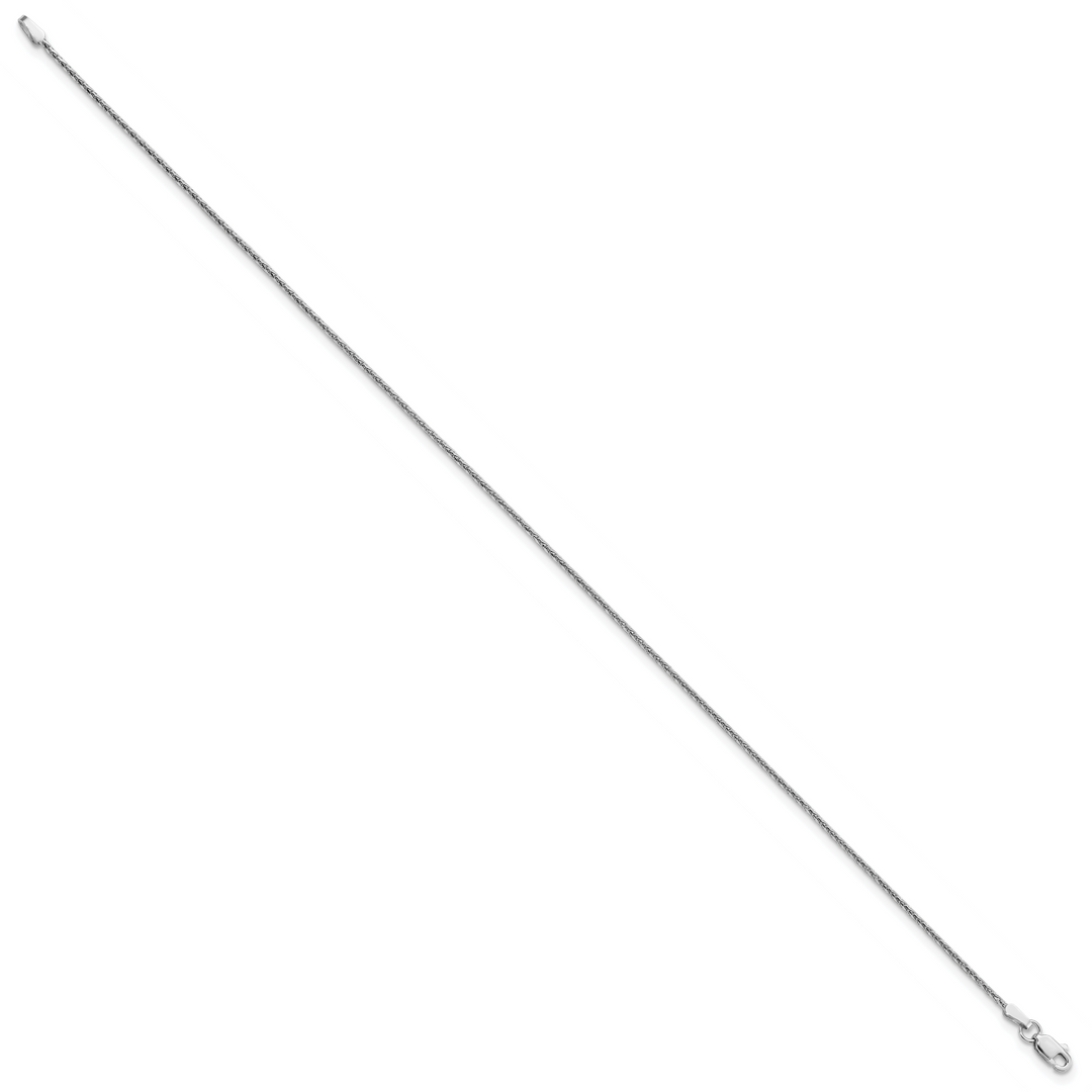 14K White Gold 1.4mm D/C Parisian Wheat Chain Anklet