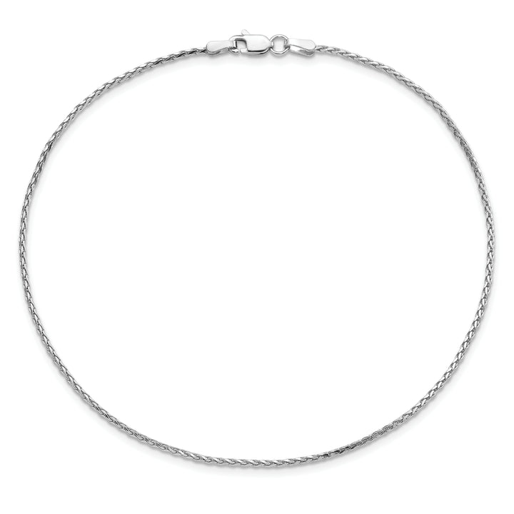 14K White Gold 1.4mm D/C Parisian Wheat Chain Anklet