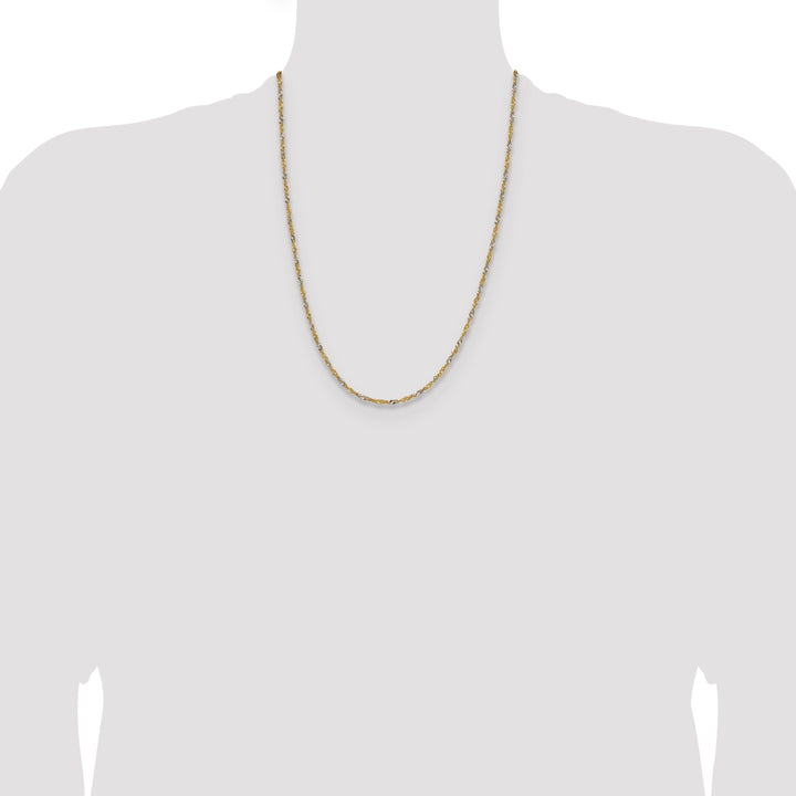 14k Yellow Gold with Rhodium 1.9mm Singapore Chain