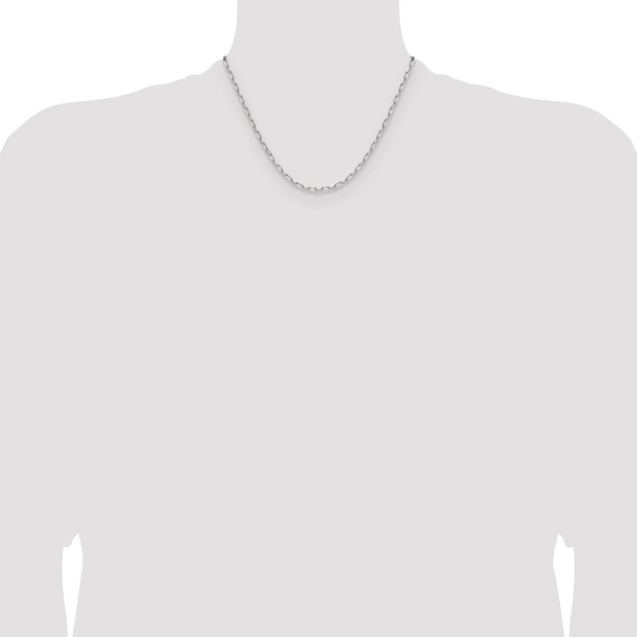 14k White Gold 3.0mm Solid Beveled Paperclip Chain