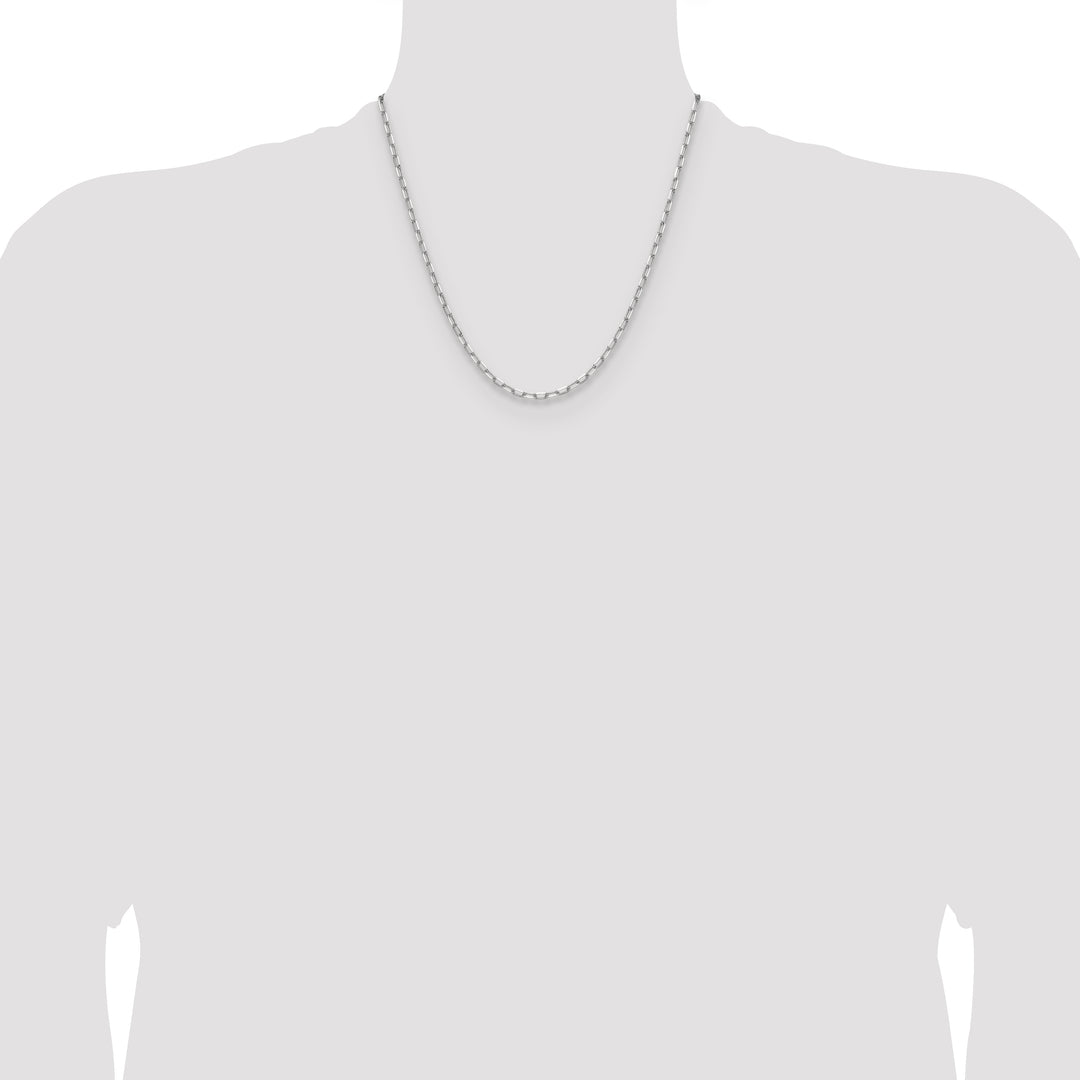 14k White Gold 3.0mm Solid Beveled Paperclip Chain