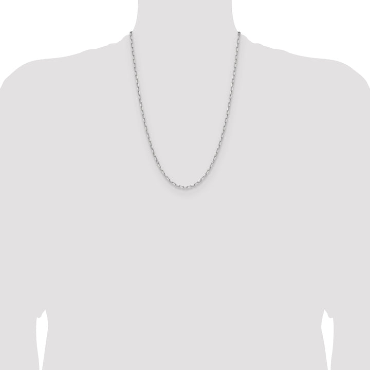 14k White Gold 3.0mm Solid Beveled Paperclip Chain