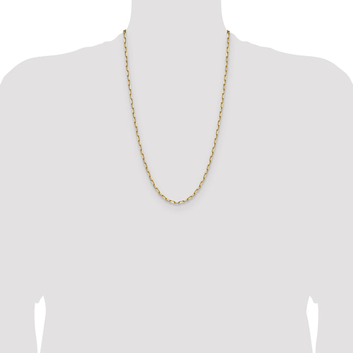 14k 3.5mm Solid Beveled Paperclip Chain