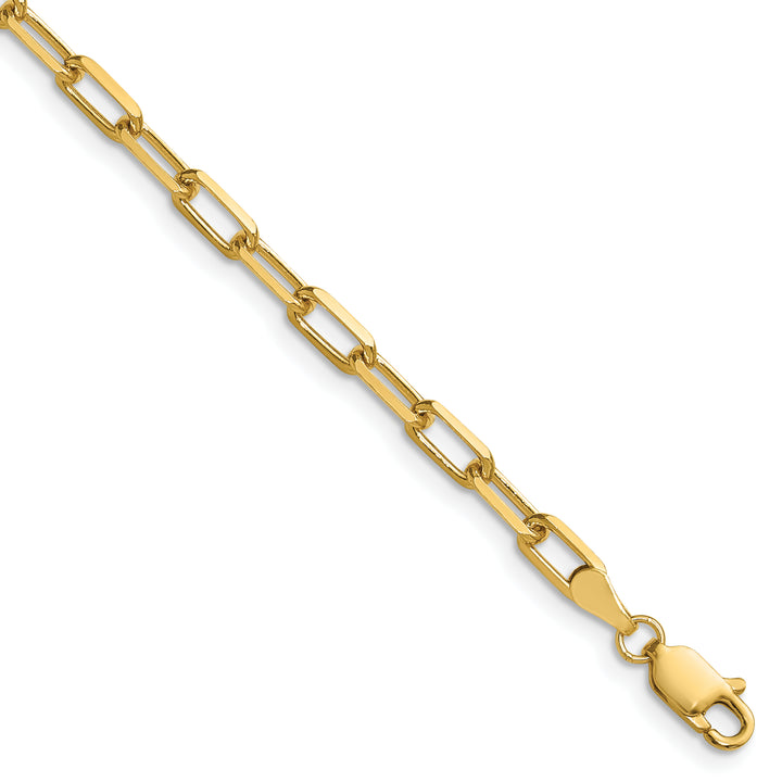 14k 3.5mm Solid Beveled Paperclip Chain