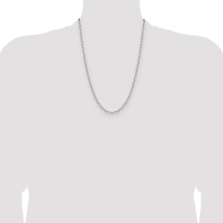 14k White Gold 3.5mm Solid Beveled Paperclip Chain