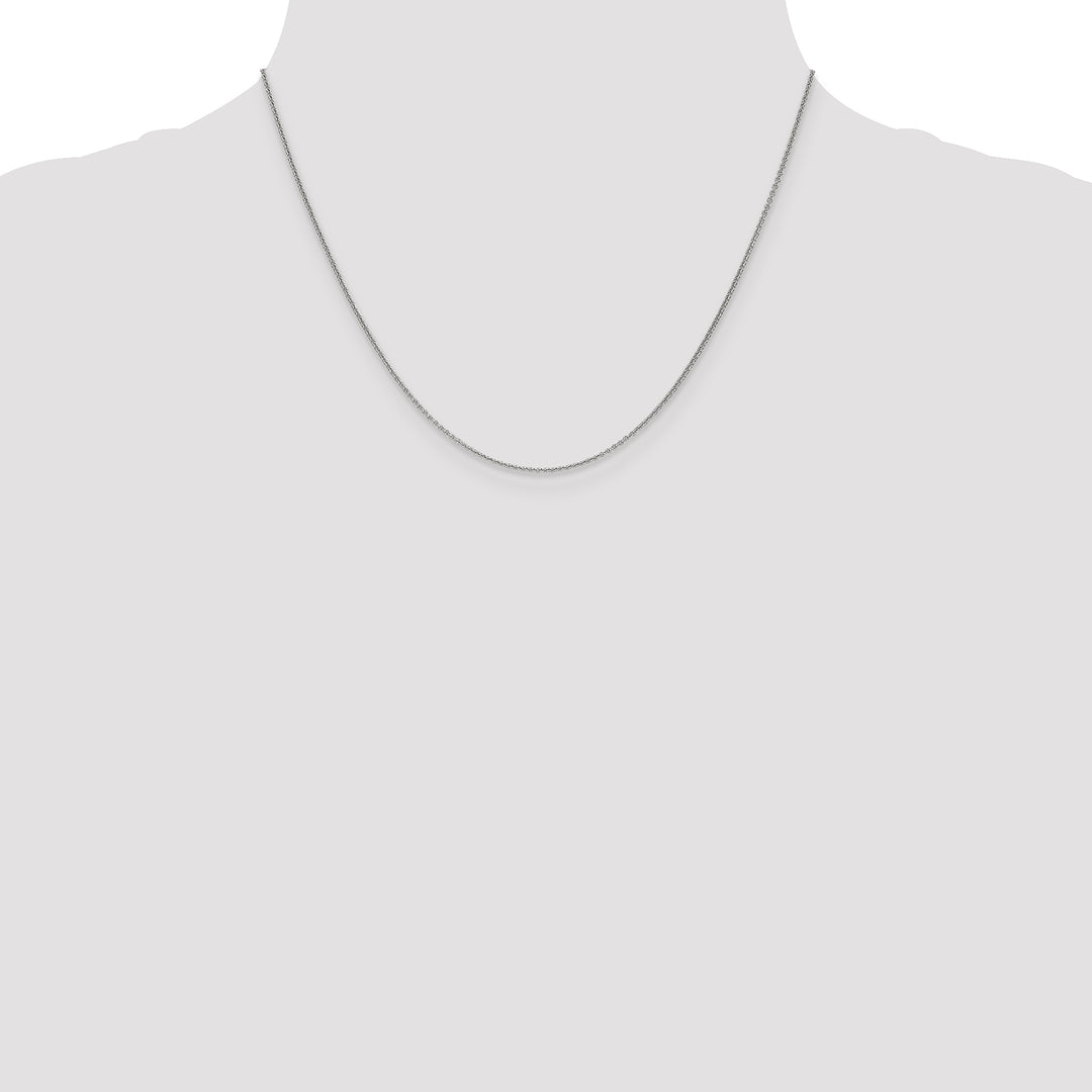 14k White Gold 1mm Round Open Link Cable Chain