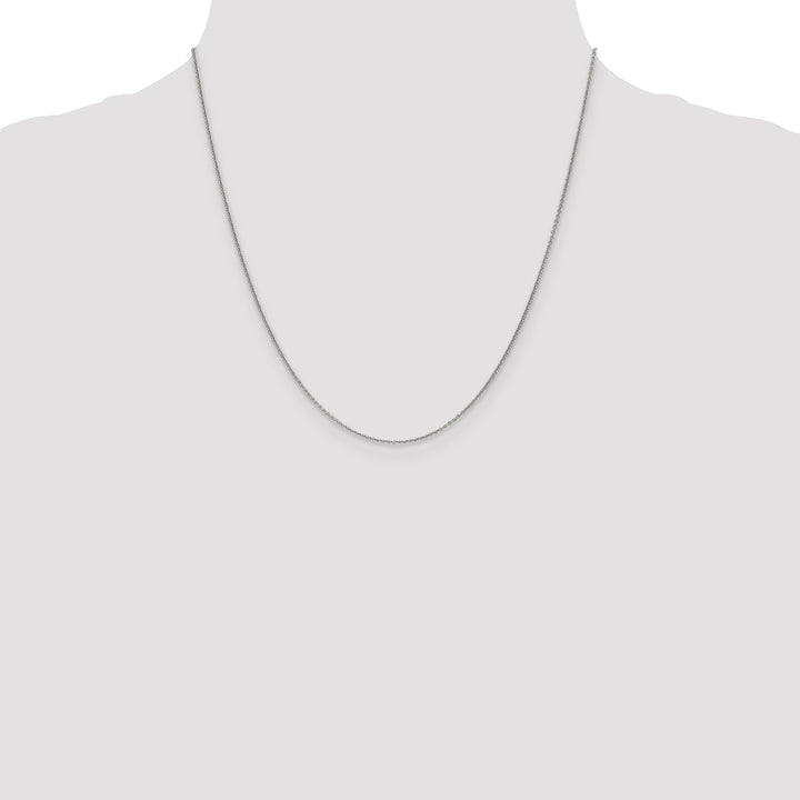 14k White Gold 1mm Round Open Link Cable Chain