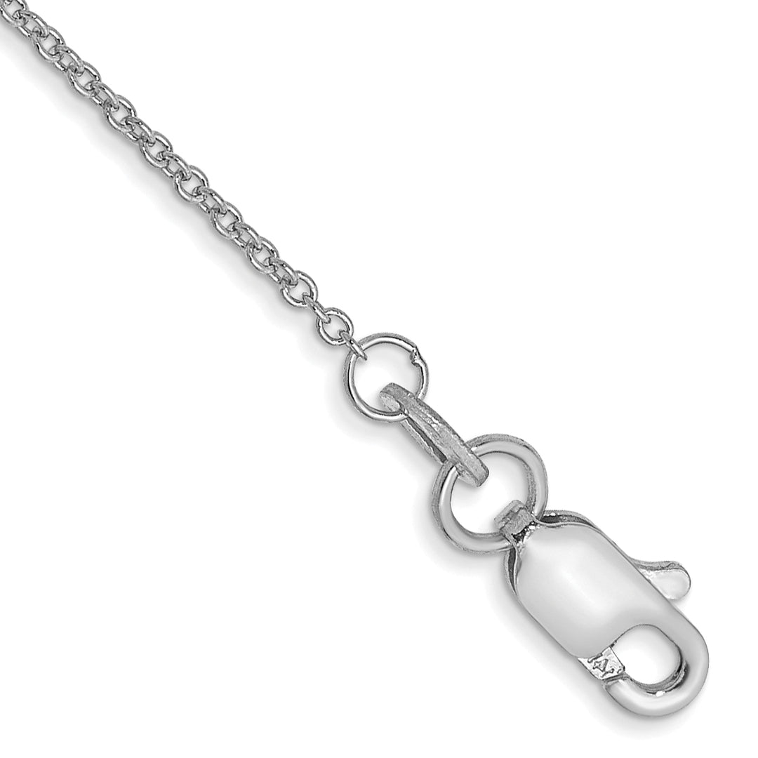 14k White Gold 1mm Round Open Link Cable Chain Anklet