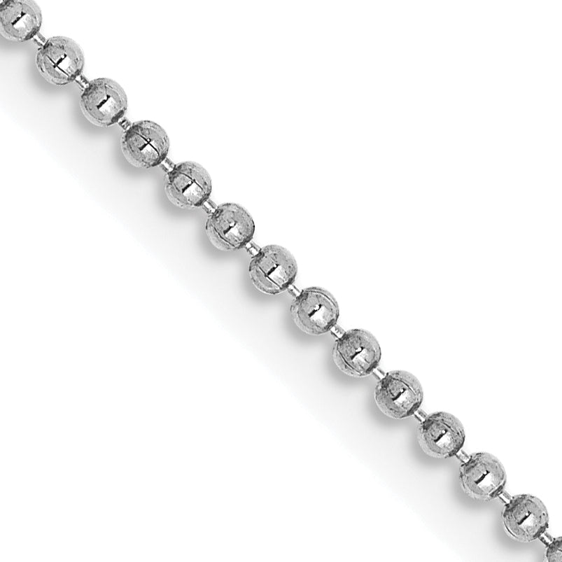 14k White Gold 1.2mm D/C Beaded Pendant Chain