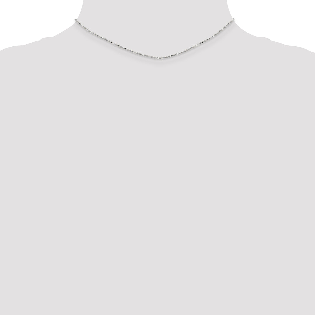 14k White Gold 1.2mm D/C Beaded Pendant Chain