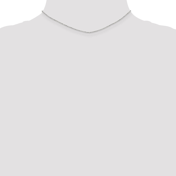 14k White Gold 1.2mm D/C Beaded Pendant Chain