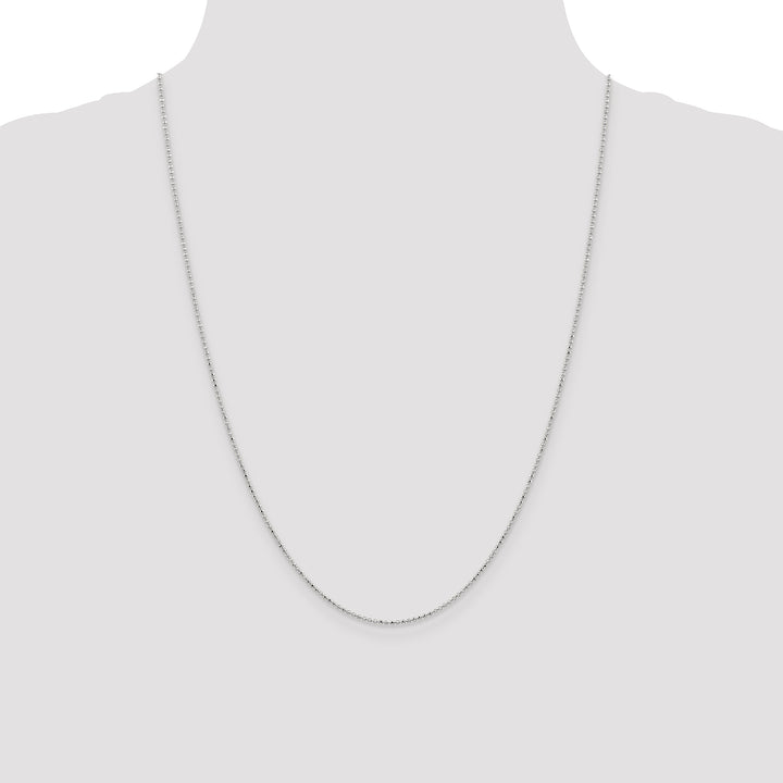 14k White Gold 1.2mm D/C Beaded Pendant Chain