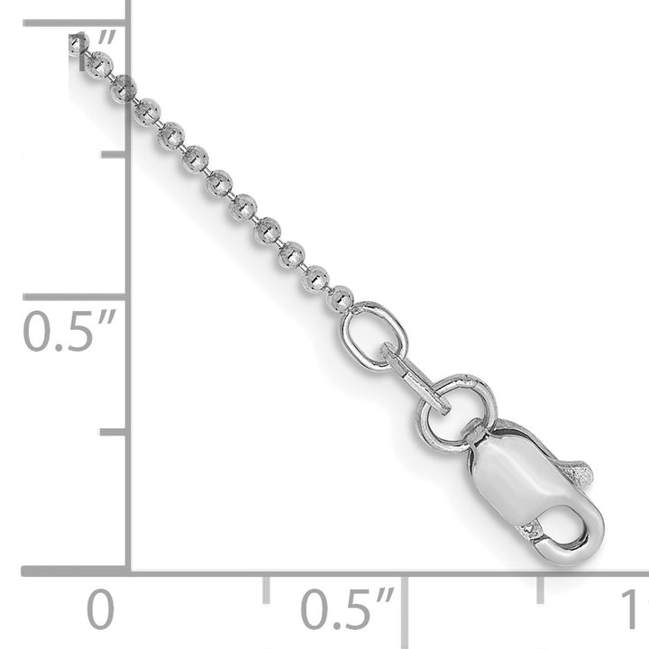 14k White Gold 1.2mm D/C Beaded Chain Anklet
