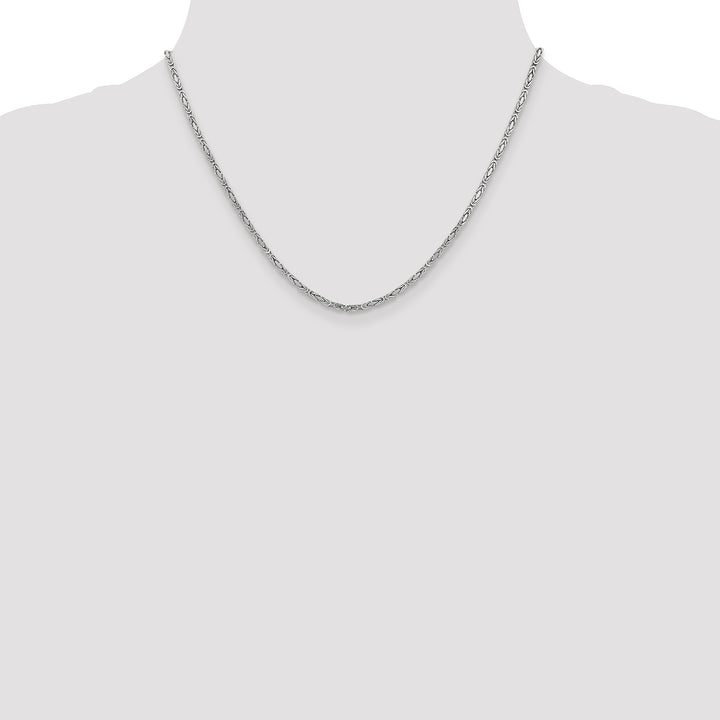 14k White Gold 2mm Byzantine Chain