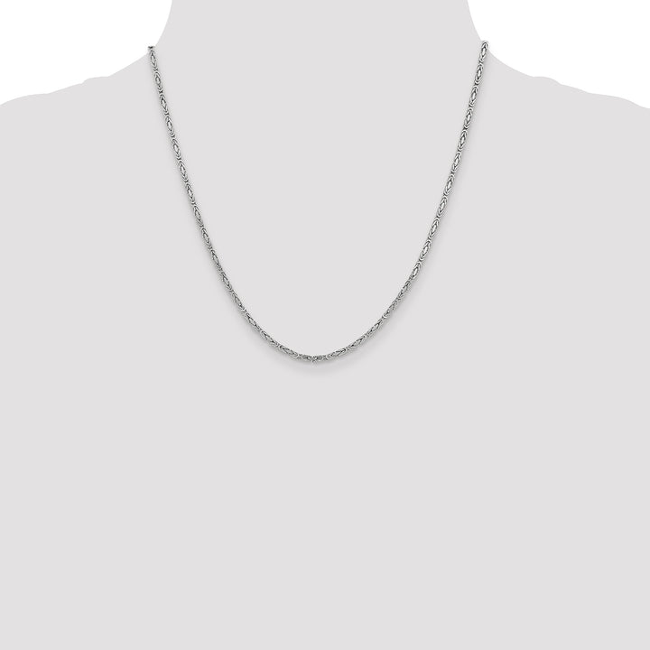 14k White Gold 2mm Byzantine Chain