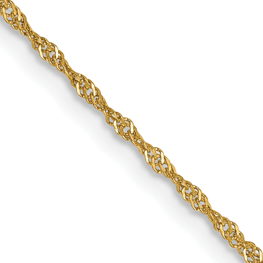 14K 14 inch 1.10mm Singapore with Spring Ring Clasp Chain