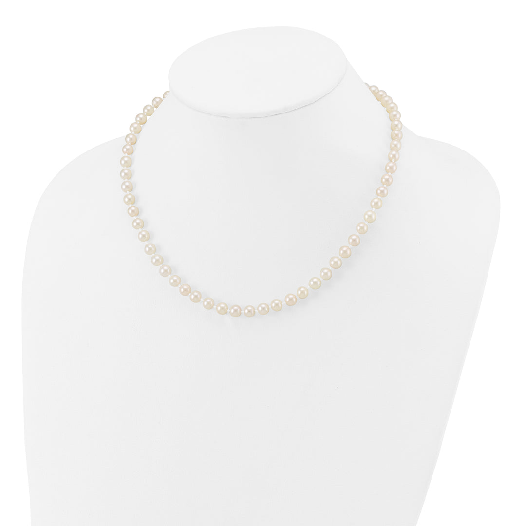 14k 5-6mm Round White Saltwater Akoya Cultured Pearl Necklace