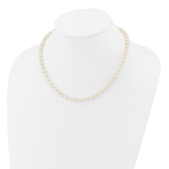 14k 5-6mm Round White Saltwater Akoya Cultured Pearl Necklace