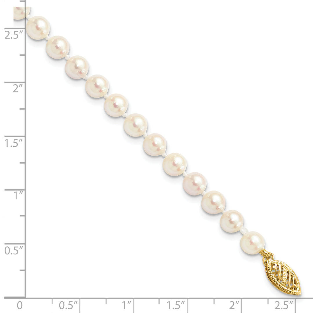 14k 5-6mm Round White Saltwater Akoya Cultured Pearl Bracelet