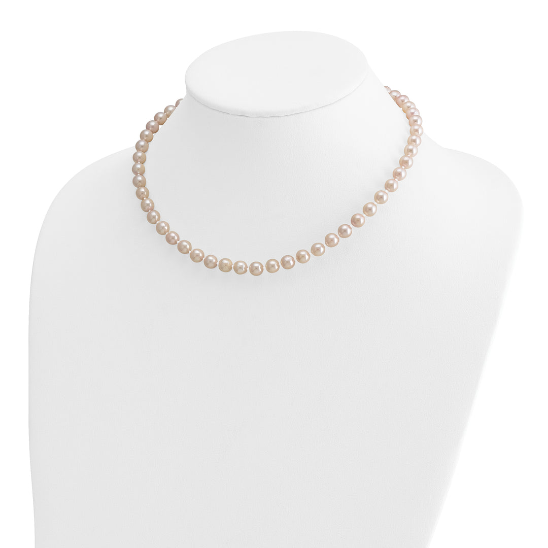 14k 6-7mm Round White Saltwater Akoya Cultured Pearl Necklace