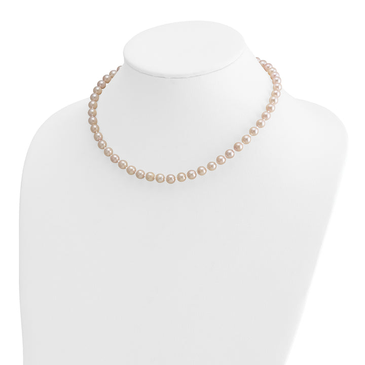 14k 6-7mm Round White Saltwater Akoya Cultured Pearl Necklace