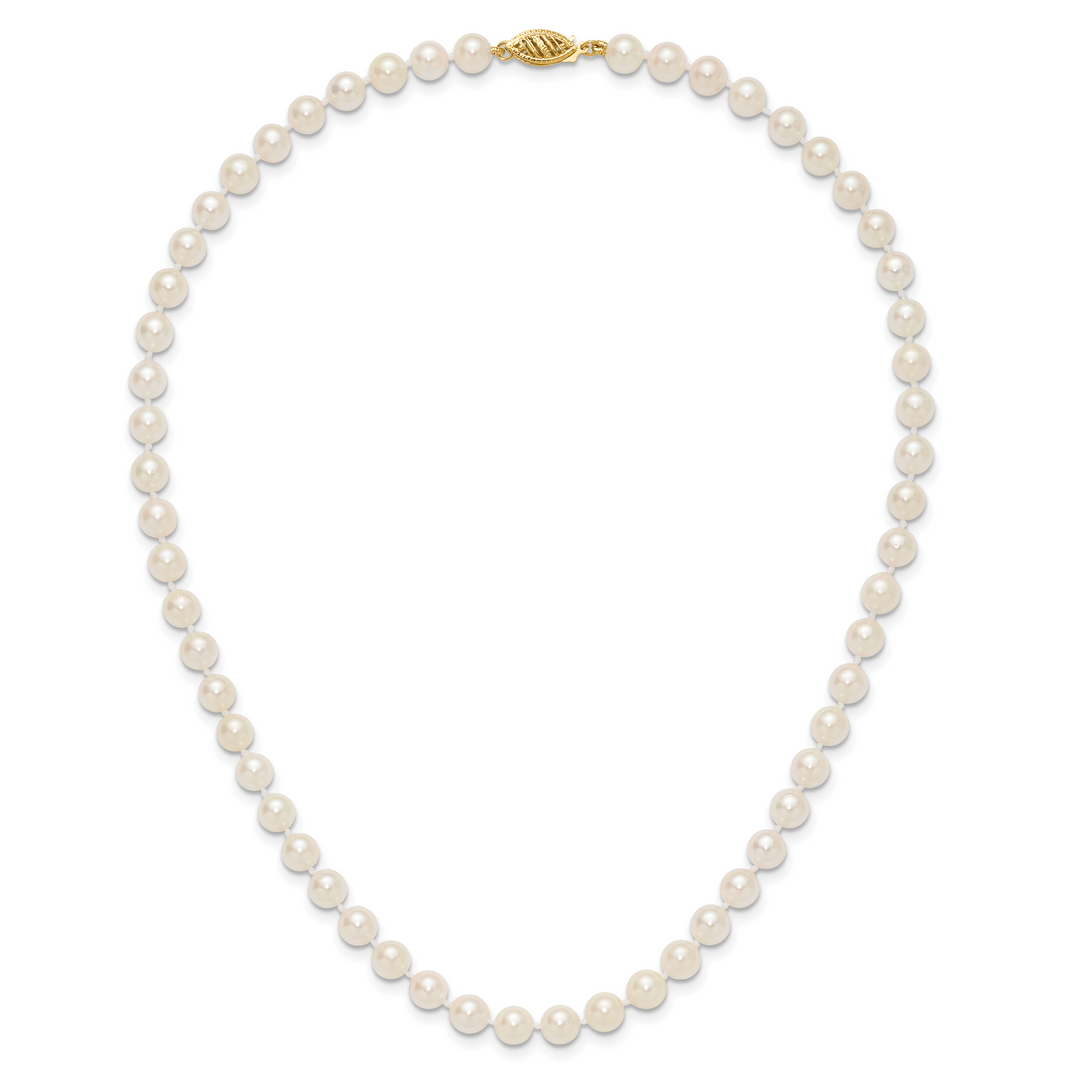 14k 6-7mm Round White Saltwater Akoya Cultured Pearl Necklace