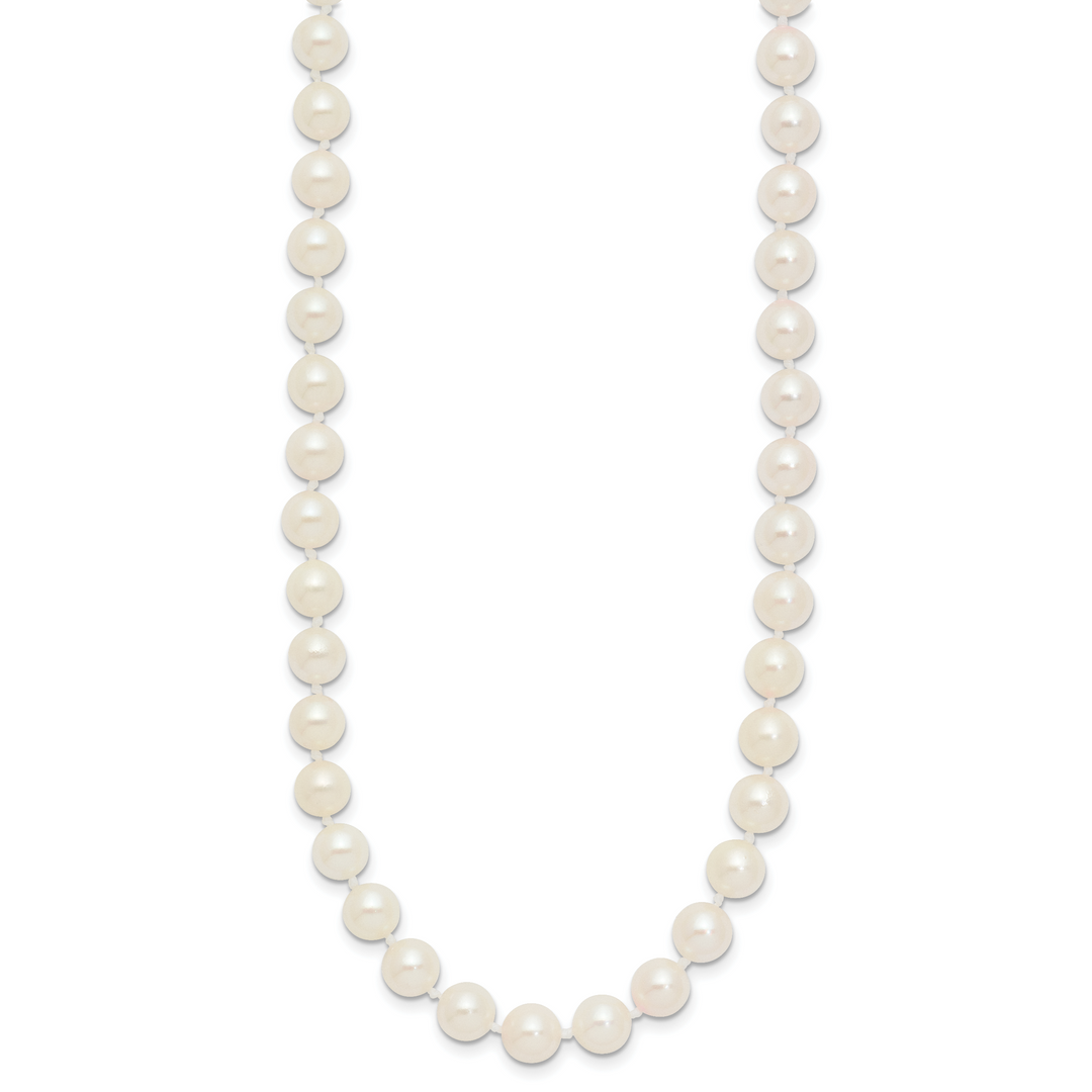 14k 6-7mm Round White Saltwater Akoya Cultured Pearl Necklace