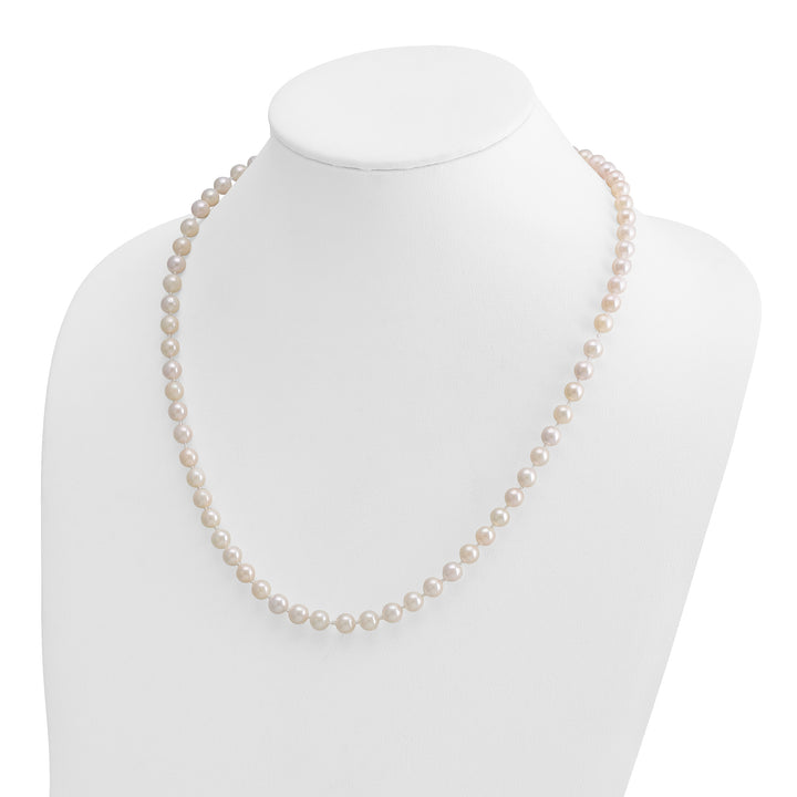14k 6-7mm Round White Saltwater Akoya Cultured Pearl Necklace