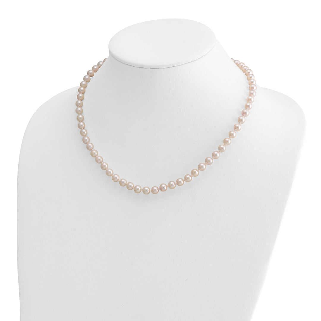 14k 6-7mm Round White Saltwater Akoya Cultured Pearl Necklace