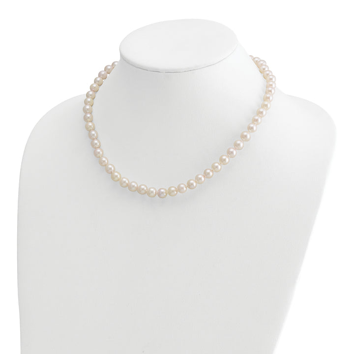 14k 7-8mm Round White Saltwater Akoya Cultured Pearl Necklace