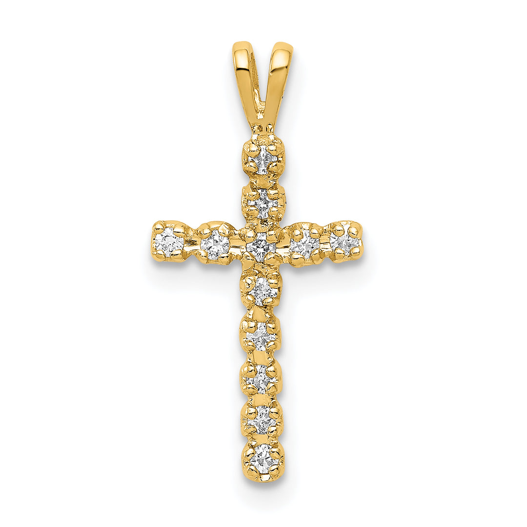 14k 1/8 carat AA Diamond Latin Cross Pendant