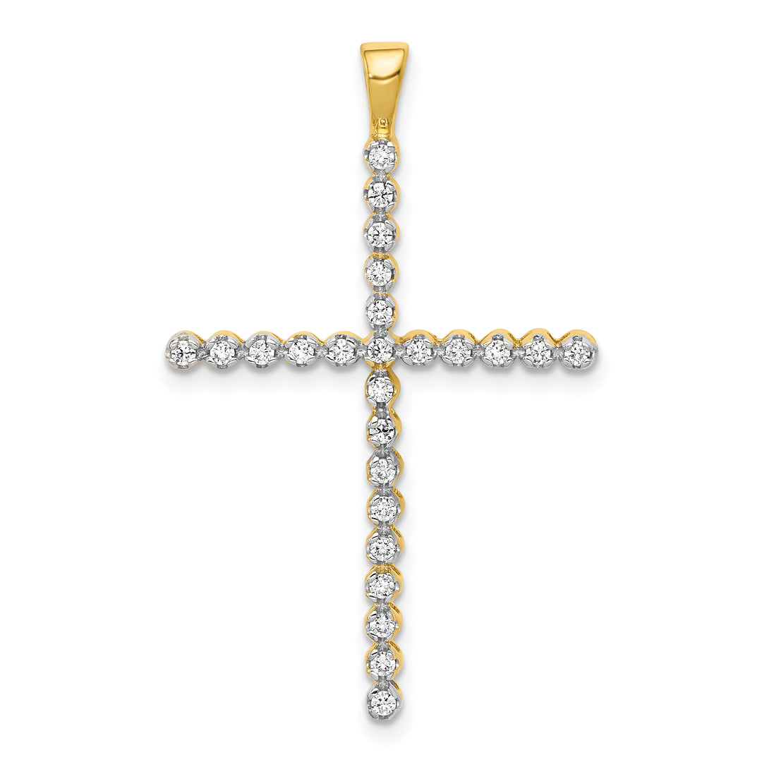 14k and Rhodium 1/4ct. Diamond Cross Pendant