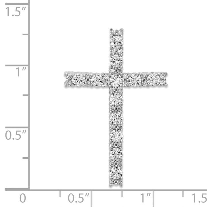 14k White Gold Diamond Latin Cross Pendant