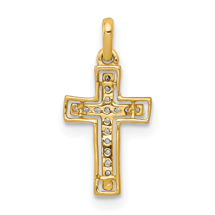 14k and Rhodium 1/20ct. Diamond Cross Pendant