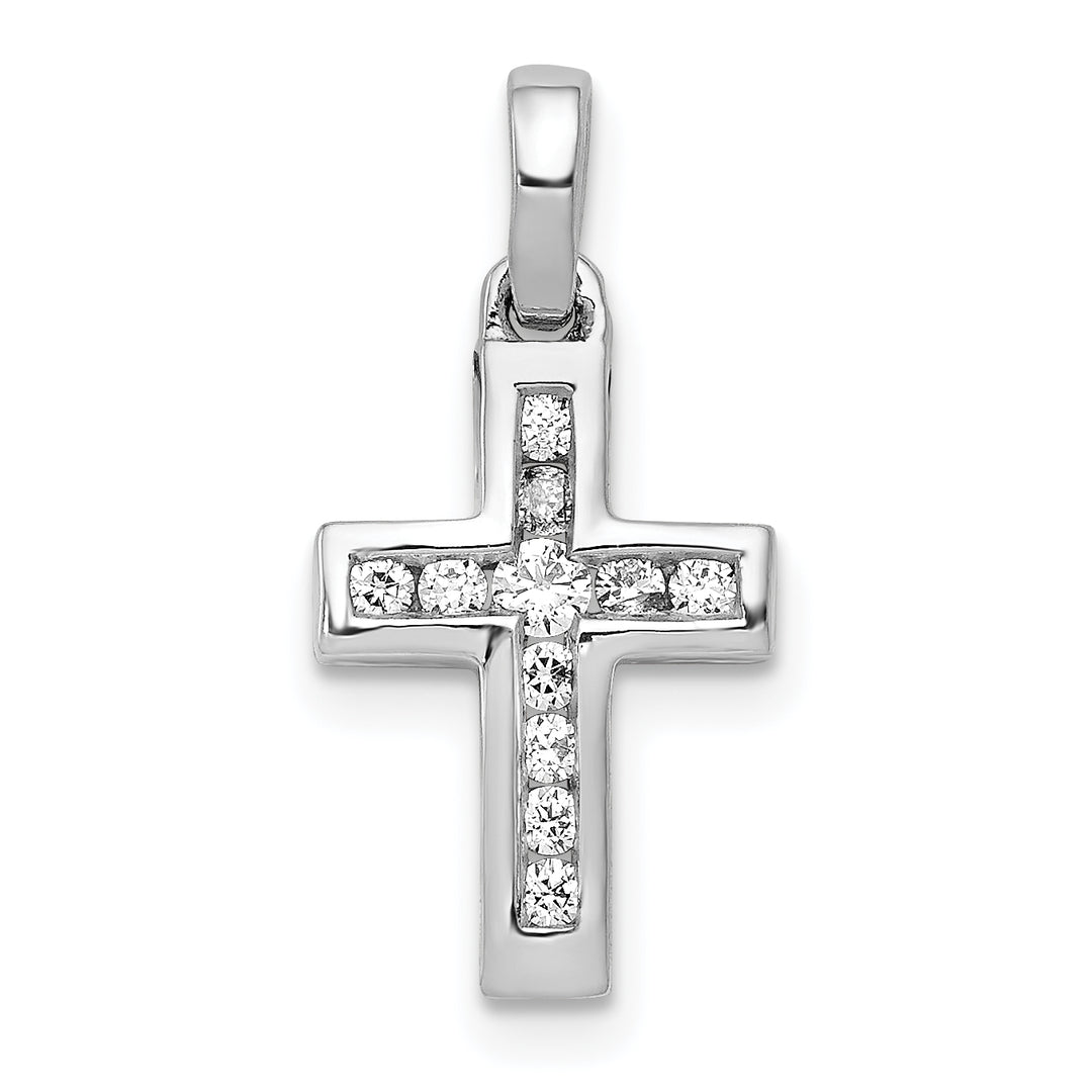14k White Gold 1/6ct. Diamond Latin Cross Pendant