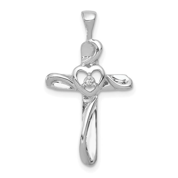 14k White Gold AA Diamond Cross Pendant