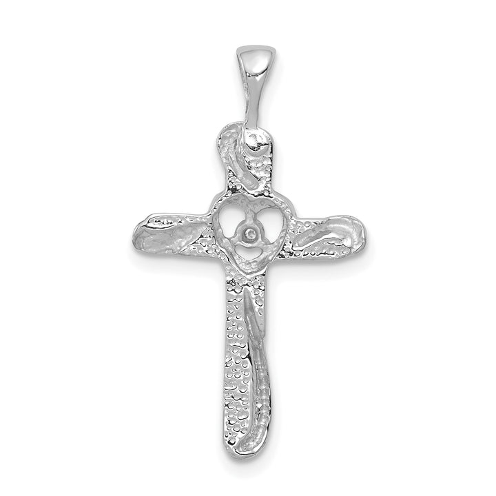 14k White Gold AA Diamond Cross Pendant