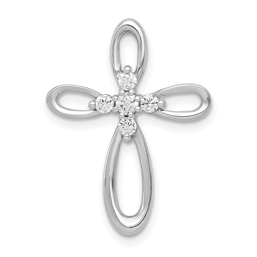 14k White Gold 1/5ct. Diamond Cross Chain Slide