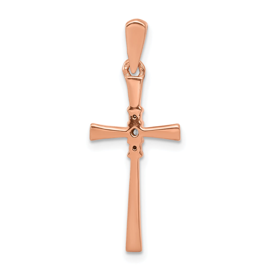 14k Rose Gold 1/20ct. Diamond Cross Pendant