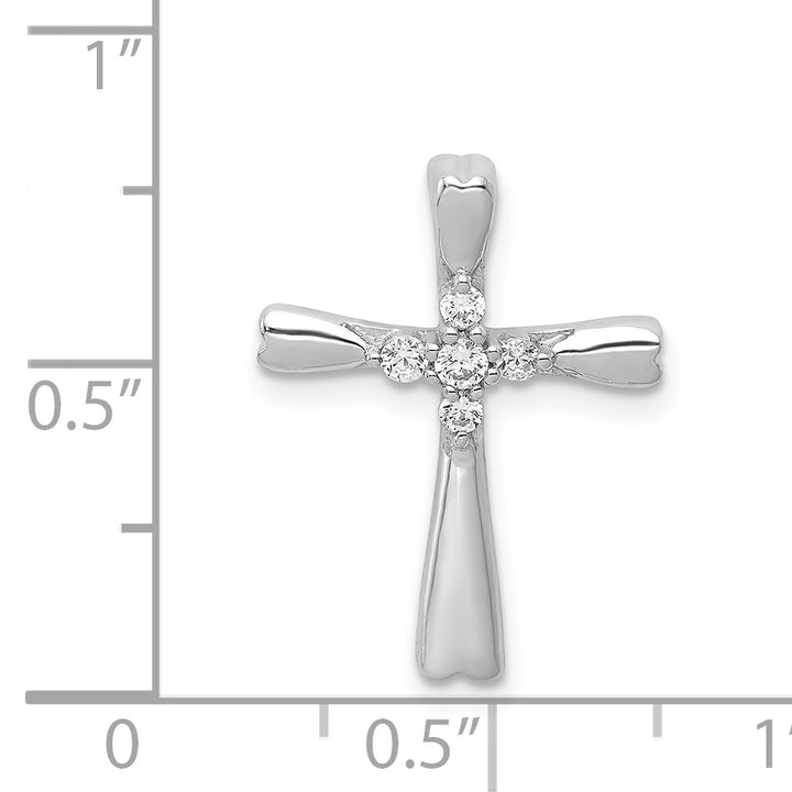14k White Gold 1/6ct. 5-Stone Diamond Cross Chain Slide