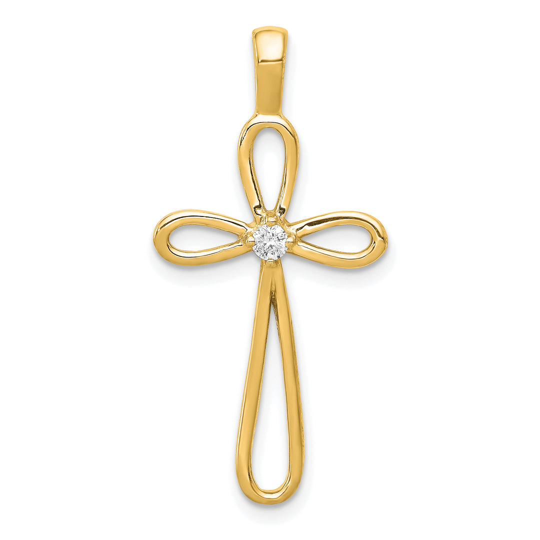 14k AA Diamond Cross Pendant