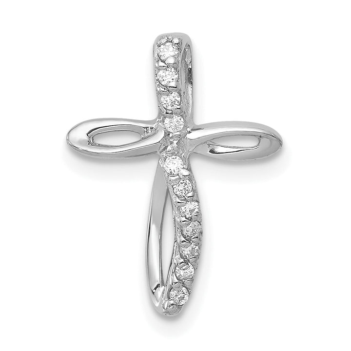14k White Gold AA Diamond Cross Pendant