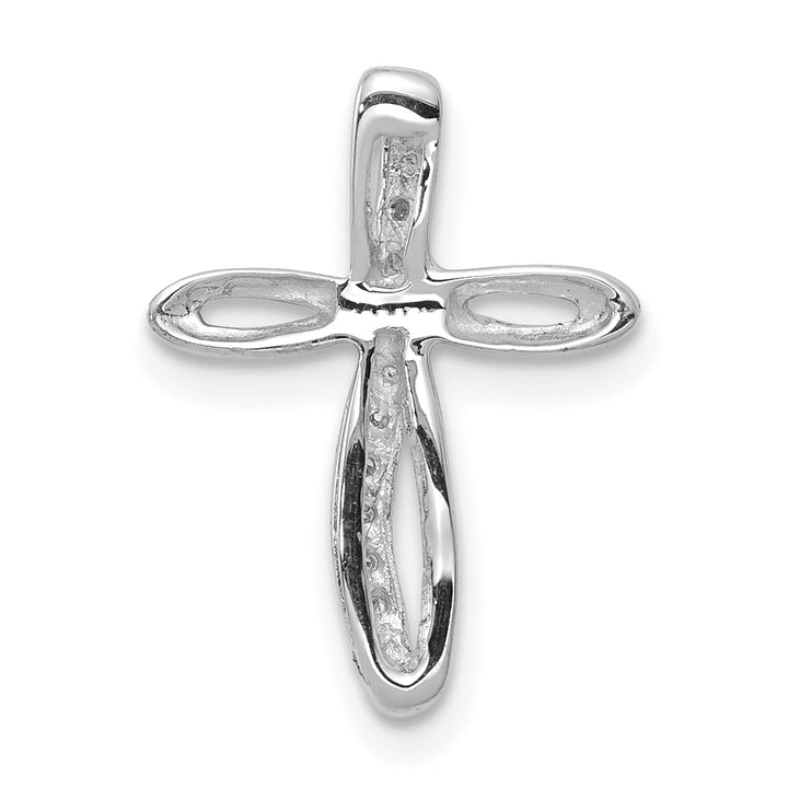 14k White Gold AA Diamond Cross Pendant