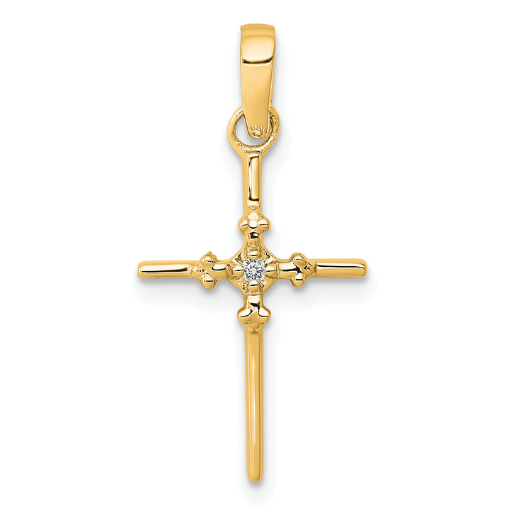 14k .01ct. Diamond Polished Cross Pendant