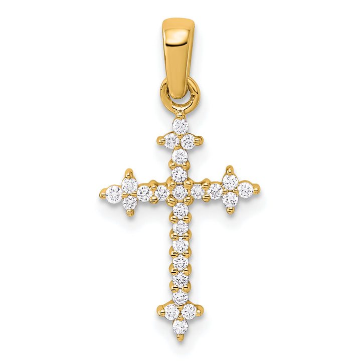 14k and Rhodium 1/5ct. Diamond Fleur de Lis Cross Pendant